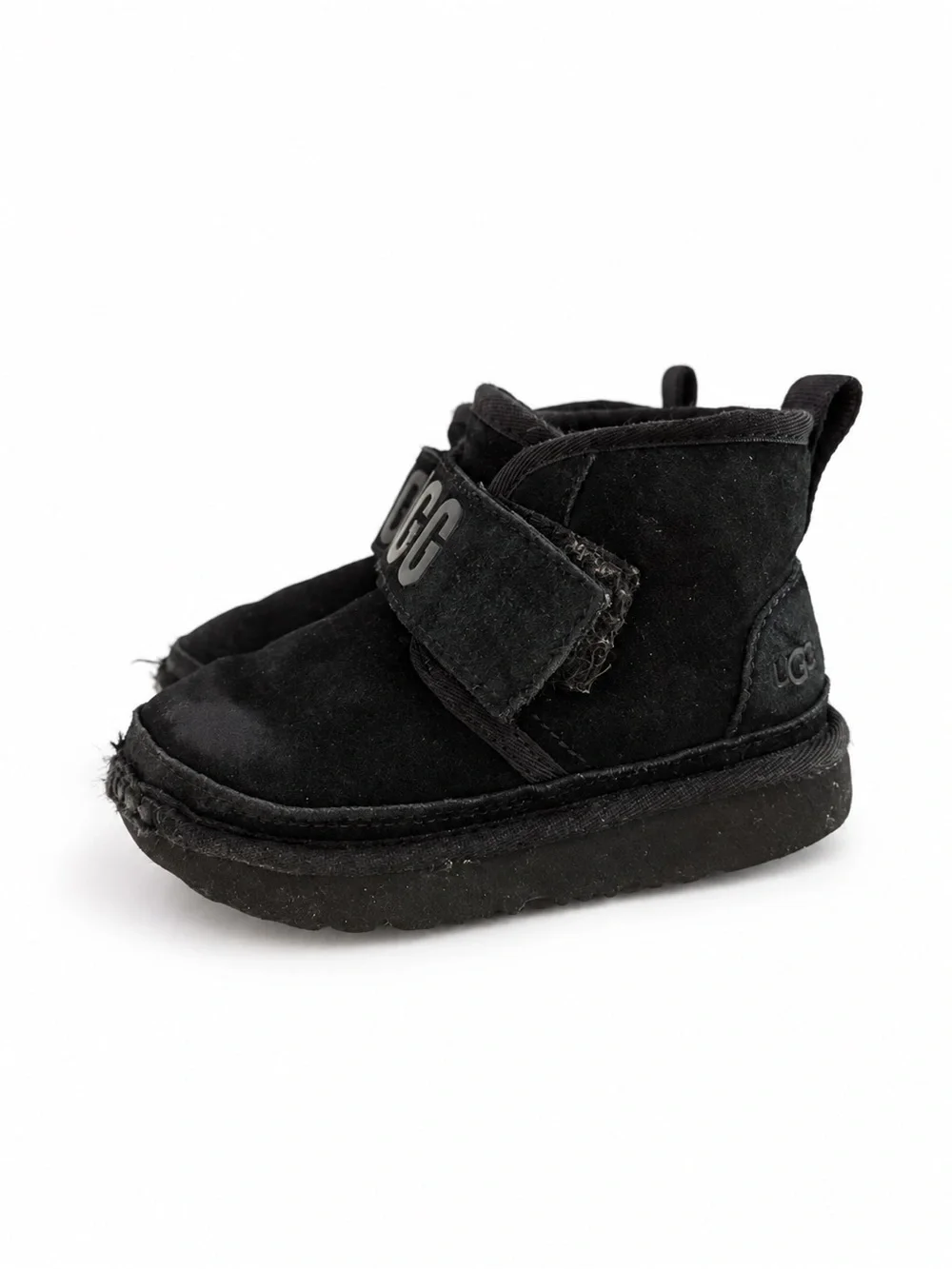 UGG Kids Black Suede Hook-and-Loop Boots
